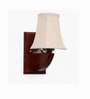 Classic Wooden Wall Mounted Lamp with Off-White Cotton Shade