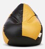 Classic XXL Leatherette Bean Bag with Beans in Black & Yellow Colour