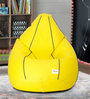 Classic XXL Bean Bag with Beans in Yellow Colour with Navy Blue Piping