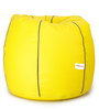 Classic XXL Bean Bag with Beans in Yellow Colour with Navy Blue Piping