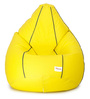 Classic XXL Bean Bag with Beans in Yellow Colour with Navy Blue Piping