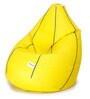 Classic XXL Bean Bag with Beans in Yellow Colour with Navy Blue Piping