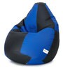 Classic XXL Checks Bean Bag with Beans in Black & Royal Blue Colour