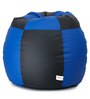 Classic XXL Checks Bean Bag with Beans in Black & Royal Blue Colour