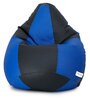 Classic XXL Checks Bean Bag with Beans in Black & Royal Blue Colour