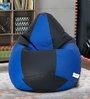 Classic XXL Checks Bean Bag with Beans in Black & Royal Blue Colour