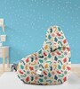 Classic Snowflakes Print XXL Fabric Bean Bag with Beans in Multi Colour