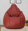 Classic XXL Leatherette Bean Bag With Beans in black piping &  Tan Colour