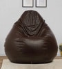 Classic XXL Leatherette Bean Bag with Beans in Brown Colour