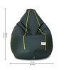 Classic XXL Leatherette Bean Bag with Beans in Dark Green with Yellow Piping Colour