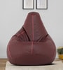 Classic XXL Leatherette Bean Bag with Beans in Pink Piping  & Maroon Colour