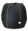 Classic XXXL Bean Bag with Beans in Black Colour with Yellow Piping