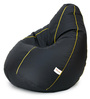 Classic XXXL Bean Bag with Beans in Black Colour with Yellow Piping
