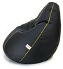 Classic XXXL Bean Bag with Beans in Black Colour with Yellow Piping