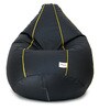 Classic XXXL Bean Bag with Beans in Black Colour with Yellow Piping