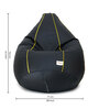Classic XXXL Bean Bag with Beans in Black Colour with Yellow Piping