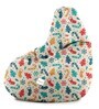 Classic XXXL Fabric Bean Bag with Beans in Snowflakes Multi Print Colour