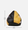 Classic XXXL Leatherette Bean Bag with Beans in Black & Yellow Colour