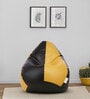 Classic XXXL Leatherette Bean Bag with Beans in Black & Yellow Colour