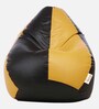 Classic XXXL Leatherette Bean Bag with Beans in Black & Yellow Colour