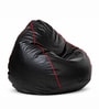 Classic XXXL Leatherette Bean Bag With Beans In Black with Pink Piping