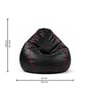 Classic XXXL Leatherette Bean Bag With Beans In Black with Pink Piping