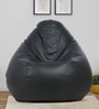 Classic XXXL Leatherette Bean Bag with Beans in Grey Colour