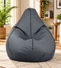 Classic XXXL Leatherette Bean Bag With Beans In Grey with BlackPiping Classic XXXL Leatherette Bean Bag With Beans In Grey with BlackPiping