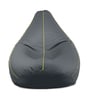 Classic XXXL Leatherette Bean Bag With Beans In Grey with Yellow Piping