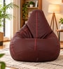 Classic XXXL Leatherette Bean Bag With Beans In Maroon with Pink Piping Classic XXXL Leatherette Bean Bag With Beans In Maroon with Pink Piping