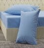 Blue Solid 210 TC Cotton King Sized Bedsheet With 2 Pillow Covers