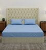Blue Solid 210 TC Cotton King Sized Bedsheet With 2 Pillow Covers