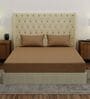 Beige Solid 210 TC Cotton King Sized Bedsheet With 2 Pillow Covers