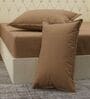 Beige Solid 210 TC Cotton King Sized Bedsheet With 2 Pillow Covers