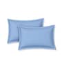 Blue Solid 210 TC Cotton King Sized Bedsheet With 2 Pillow Covers