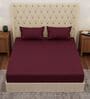 Maroon Solid 210 TC Cotton King Sized Bedsheet With 2 Pillow Covers