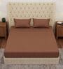 Brown Solid 210 TC Cotton King Sized Bedsheet With 2 Pillow Covers