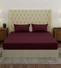 Maroon Solid 210 TC Cotton King Sized Bedsheet With 2 Pillow Covers