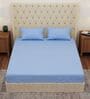 Blue Solid 210 TC Cotton King Sized Bedsheet With 2 Pillow Covers