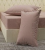 Beige Solid 210 TC Cotton King Sized Bedsheet With 2 Pillow Covers