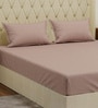 Beige Solid 210 TC Cotton King Sized Bedsheet With 2 Pillow Covers