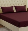 Maroon Solid 210 TC Cotton King Sized Bedsheet With 2 Pillow Covers