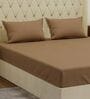 Beige Solid 210 TC Cotton King Sized Bedsheet With 2 Pillow Covers