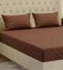 Brown Solid 210 TC Cotton King Sized Bedsheet With 2 Pillow Covers