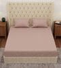 Beige Solid 210 TC Cotton King Sized Bedsheet With 2 Pillow Covers