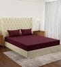 Maroon Solid 210 TC Cotton King Sized Bedsheet With 2 Pillow Covers