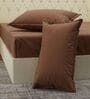 Brown Solid 210 TC Cotton King Sized Bedsheet With 2 Pillow Covers