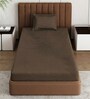 Brown Solid 210 TC Cotton Bedsheet With Single Size Bedsheet With 1 Pillow Cover