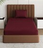 Maroon Solid 210 TC Cotton Bedsheet With Single Size Bedsheet With 1 Pillow Cover
