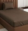 Brown Solid 210 TC Cotton Bedsheet With Single Size Bedsheet With 1 Pillow Cover